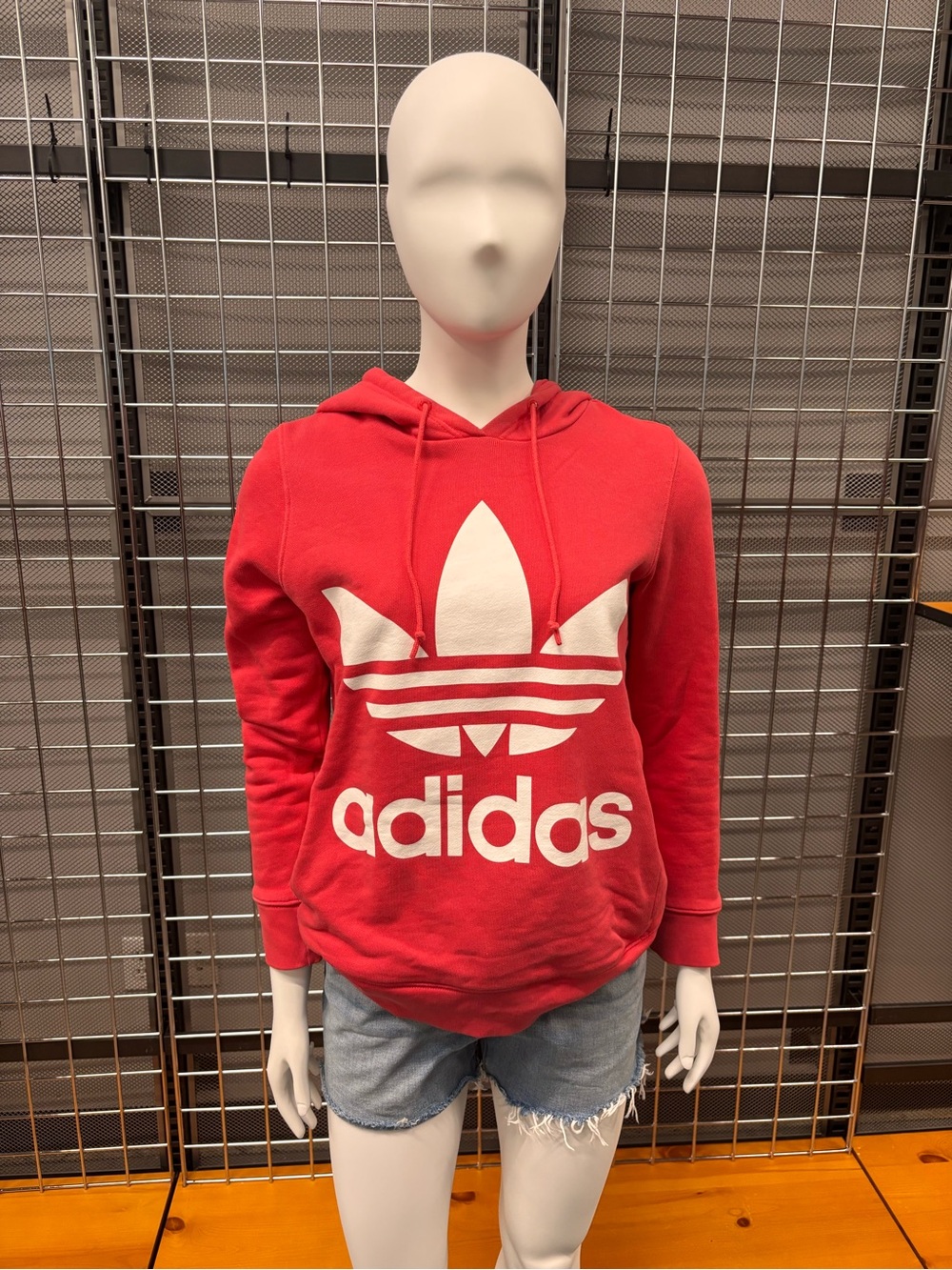 adidas Red Hoodie with White Trefoil Logo